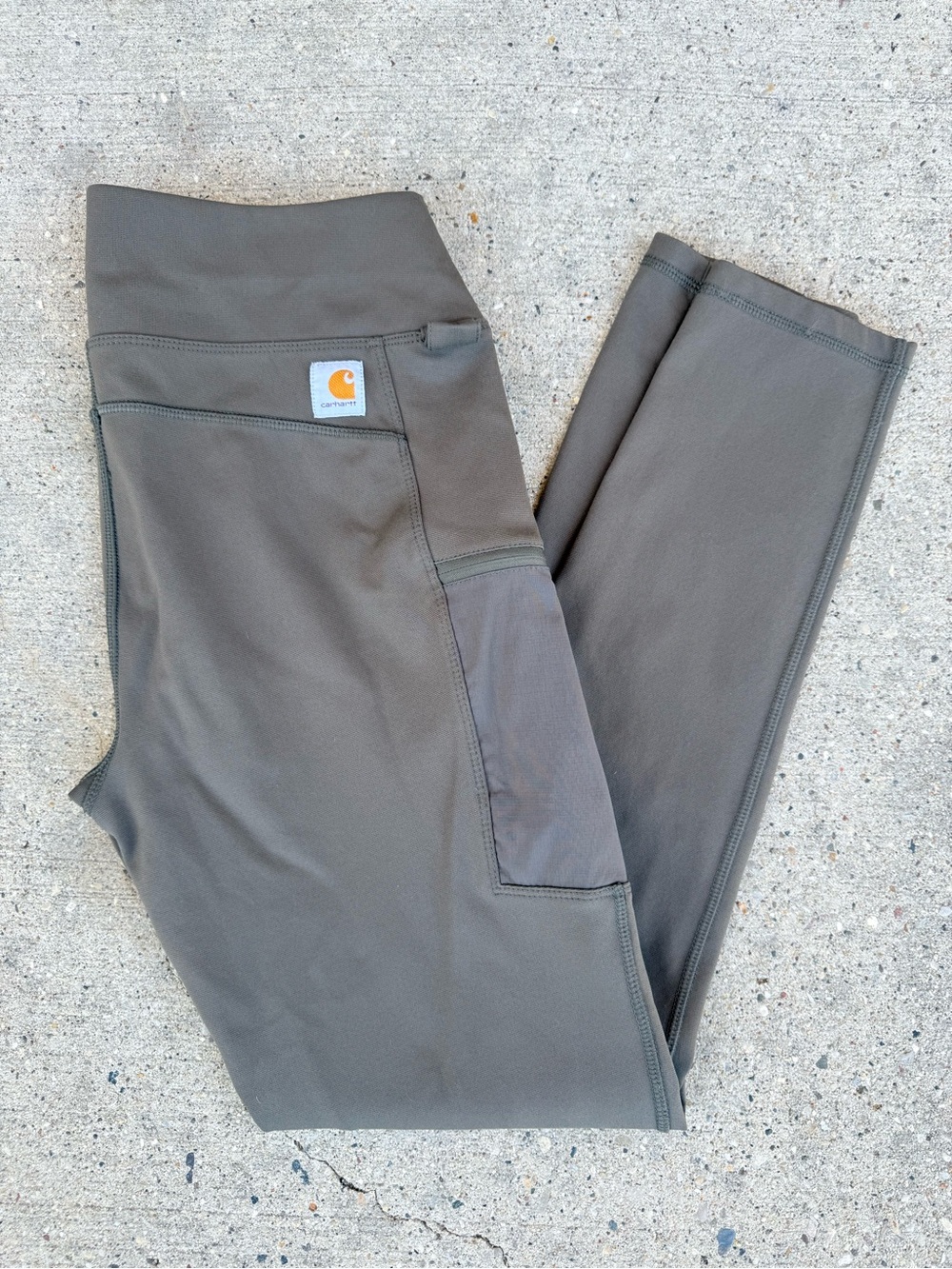 Carhartt Olive Utility Leggings with Side Pocket Sz Small